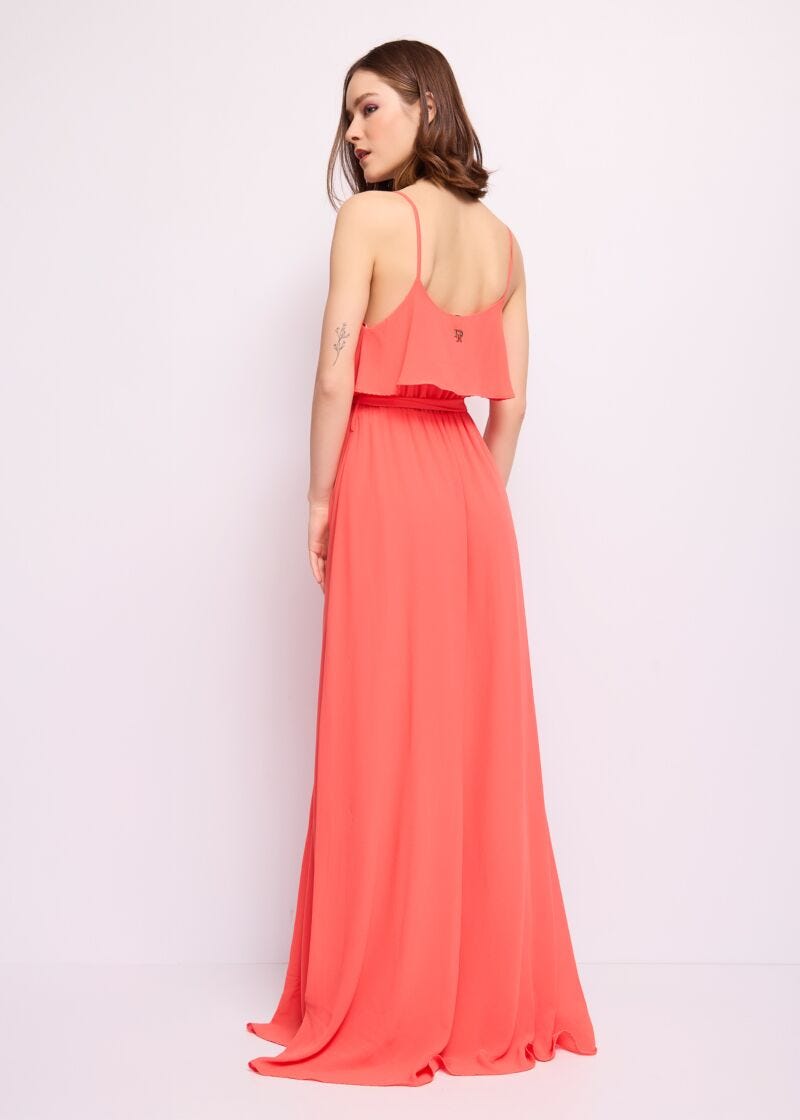 Abito lungo rosso in georgette