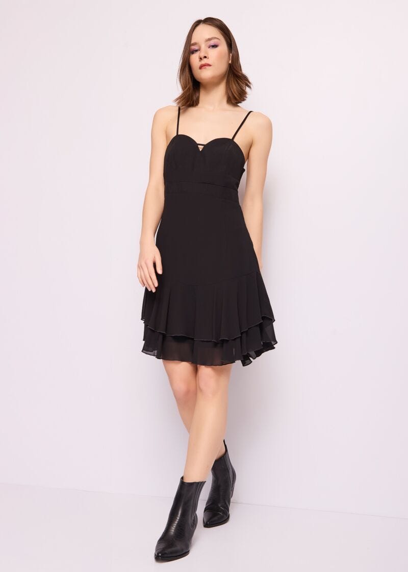 Minivestido negro de georgette