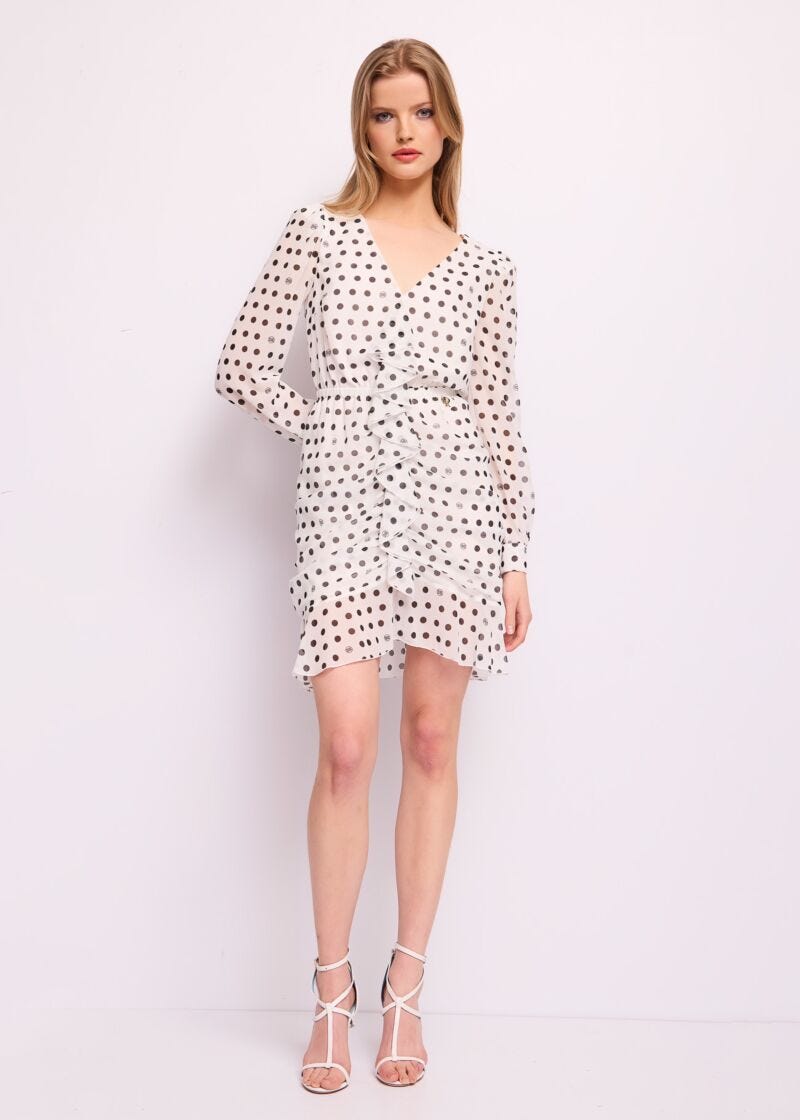 Mini abito in georgette a pois