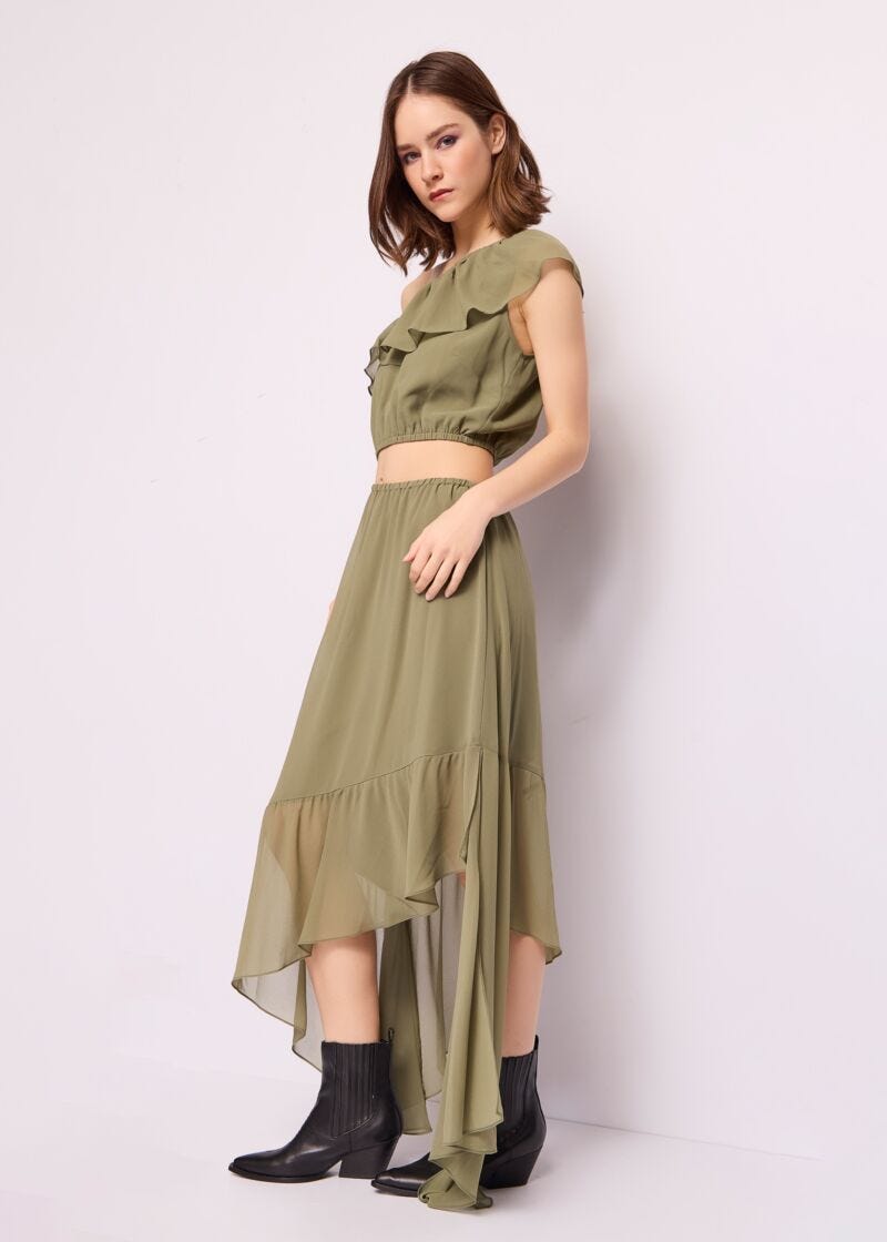Abito monospalla in georgette