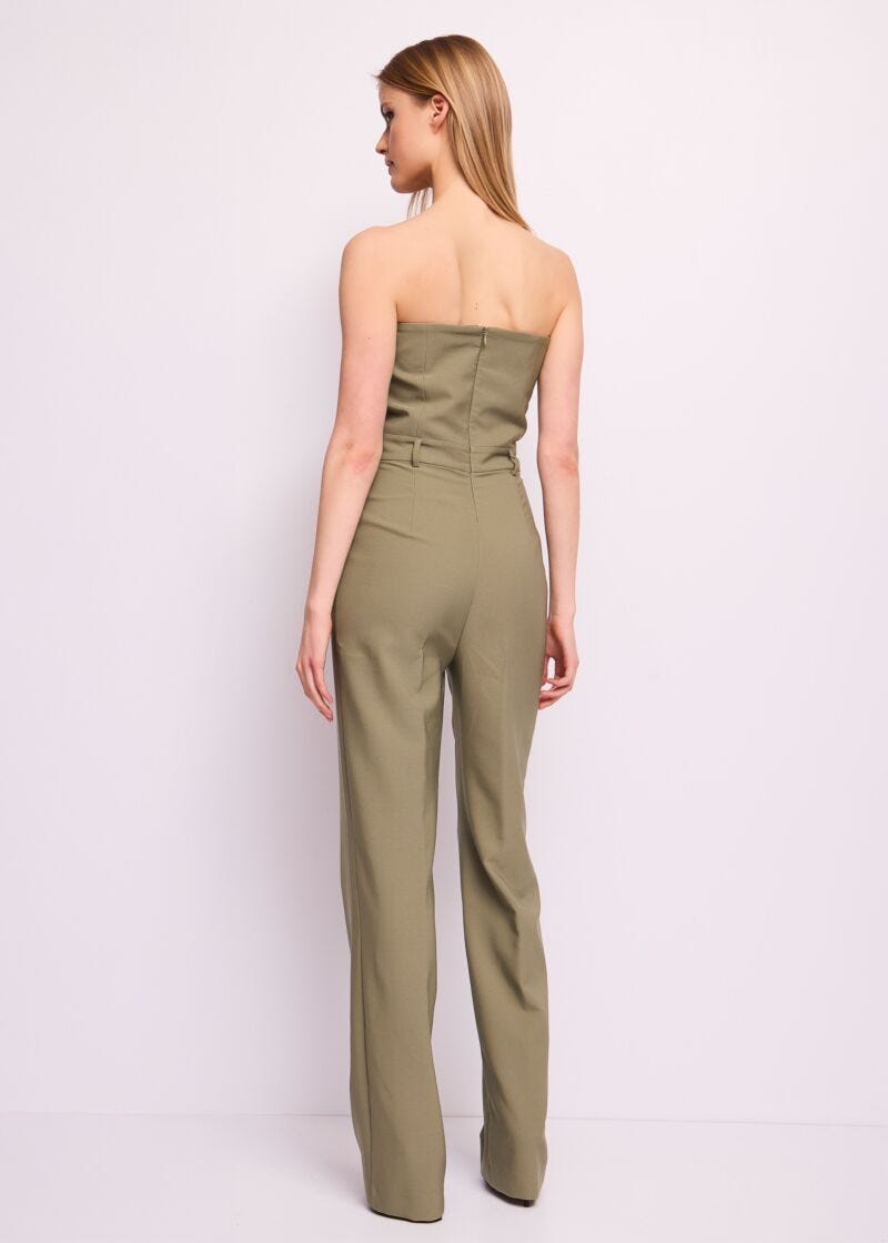 Green jumpsuit with buttons
