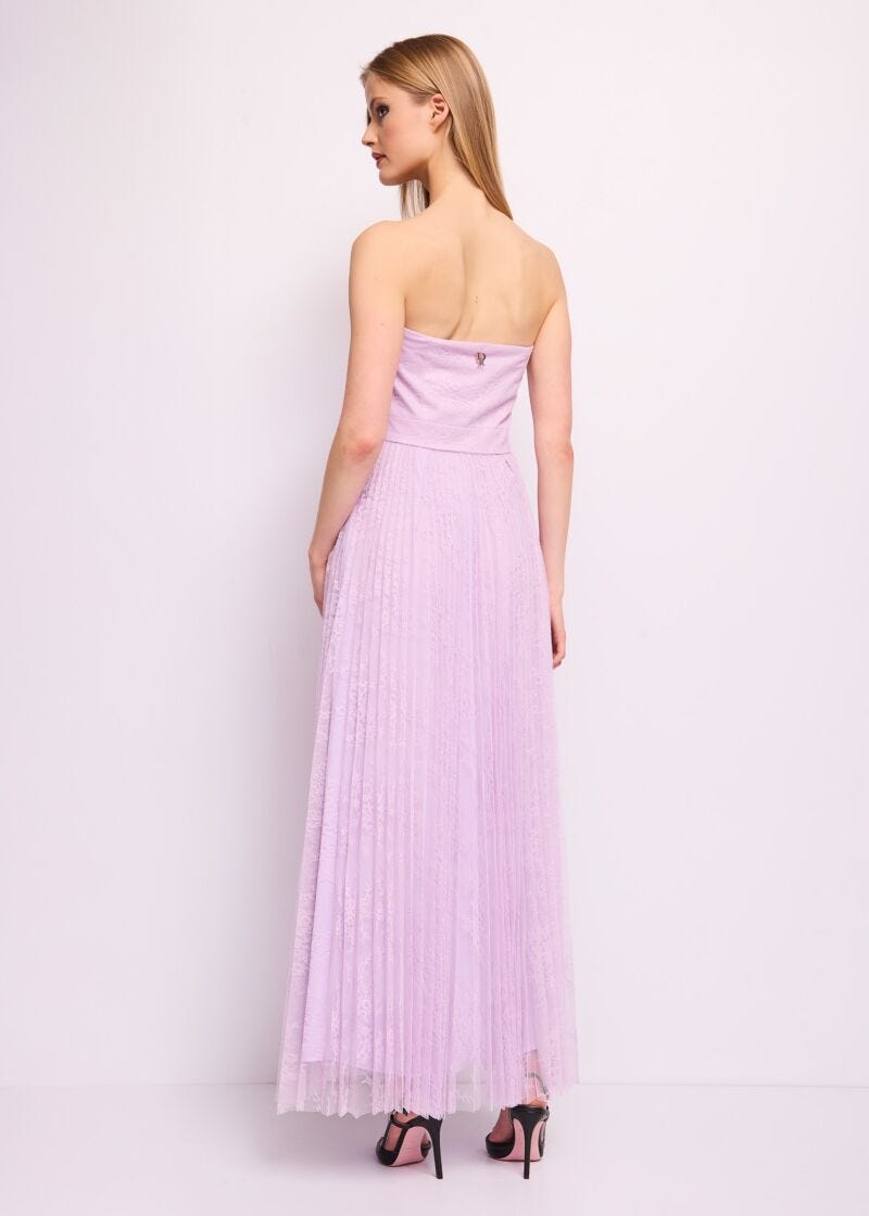 Abito lungo lilla con pizzo