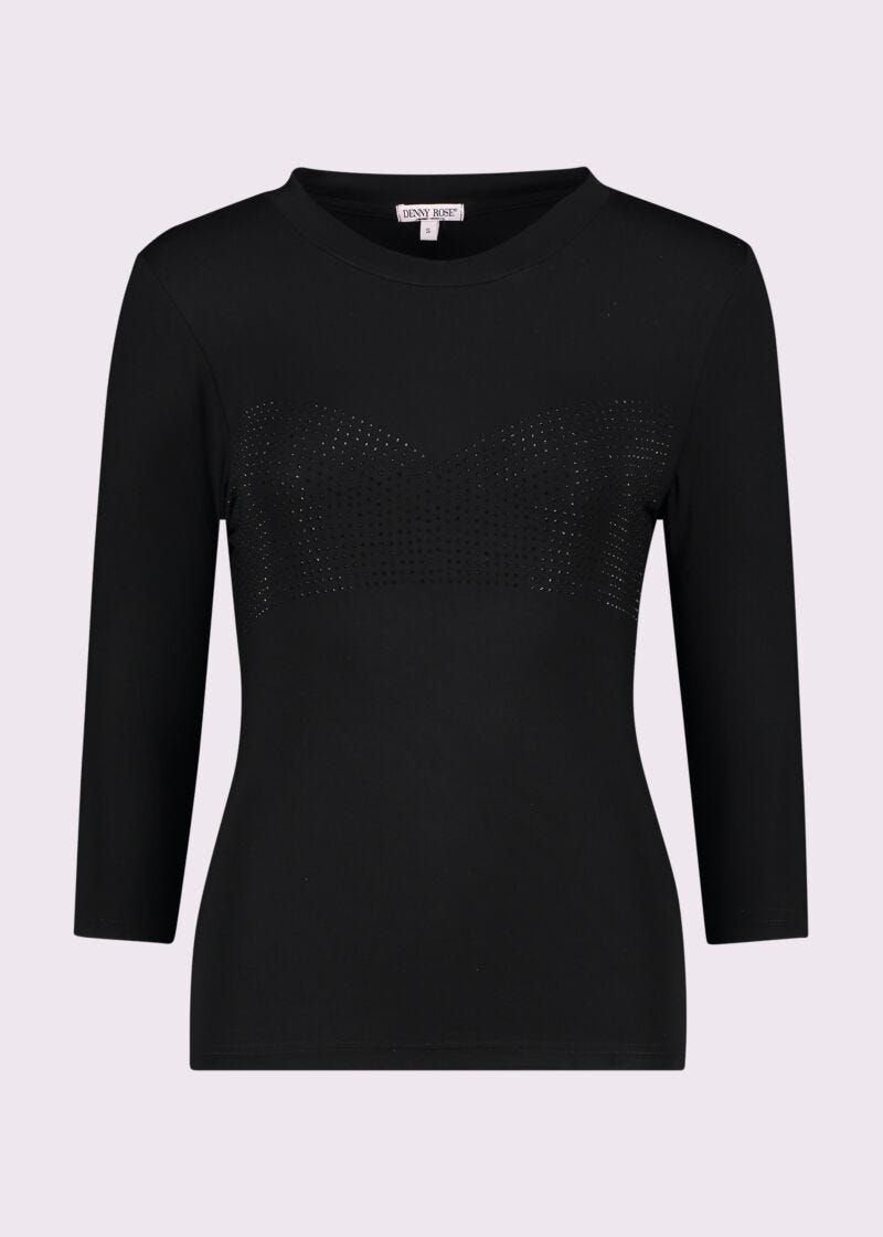 T-shirt nera con strass