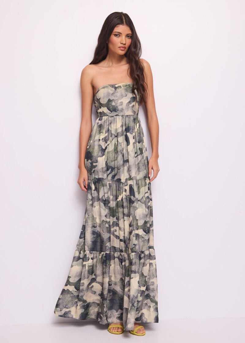 Long printed georgette dress