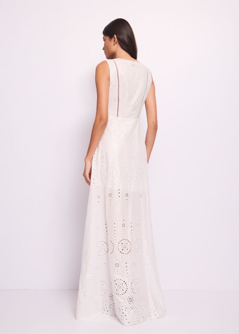 Abito lungo bianco in cotone
