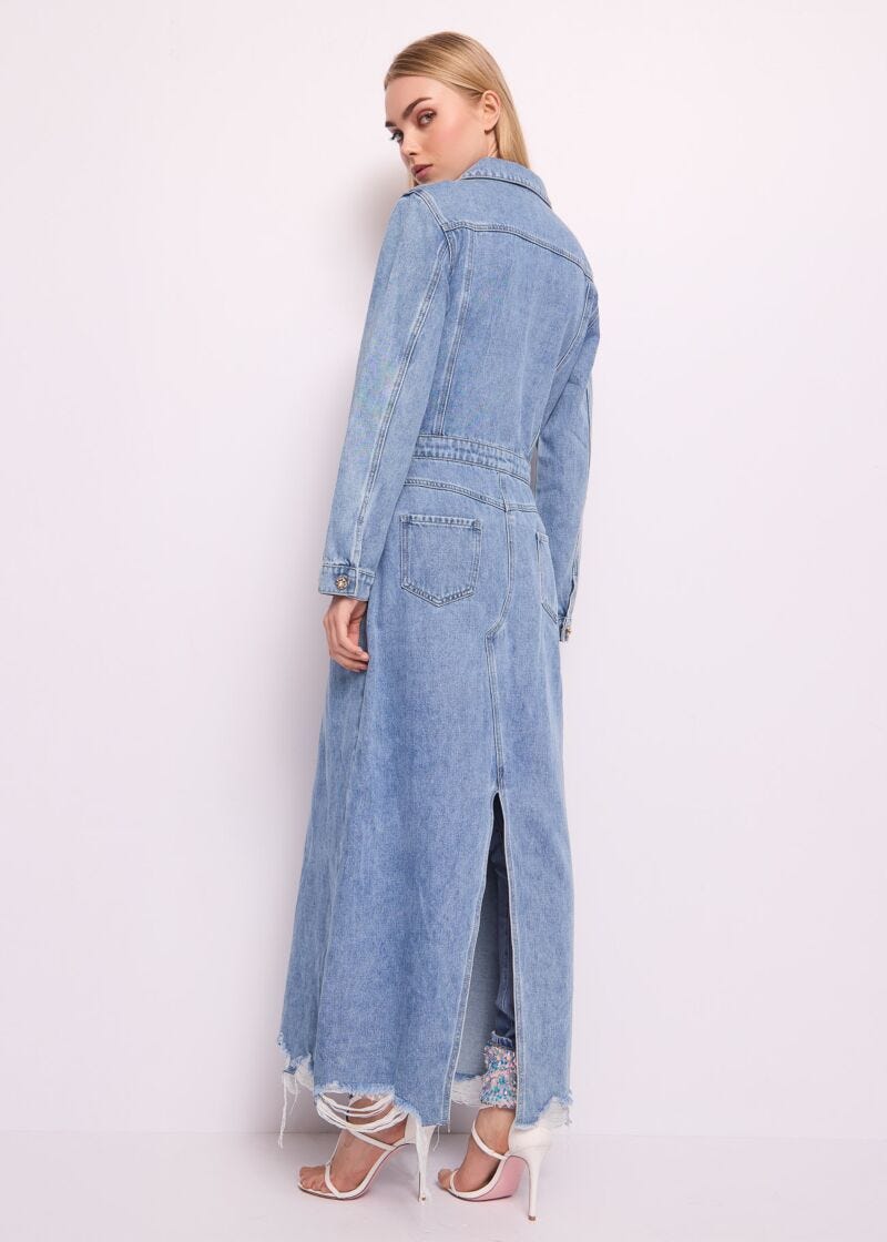 Abito lungo in denim di cotone