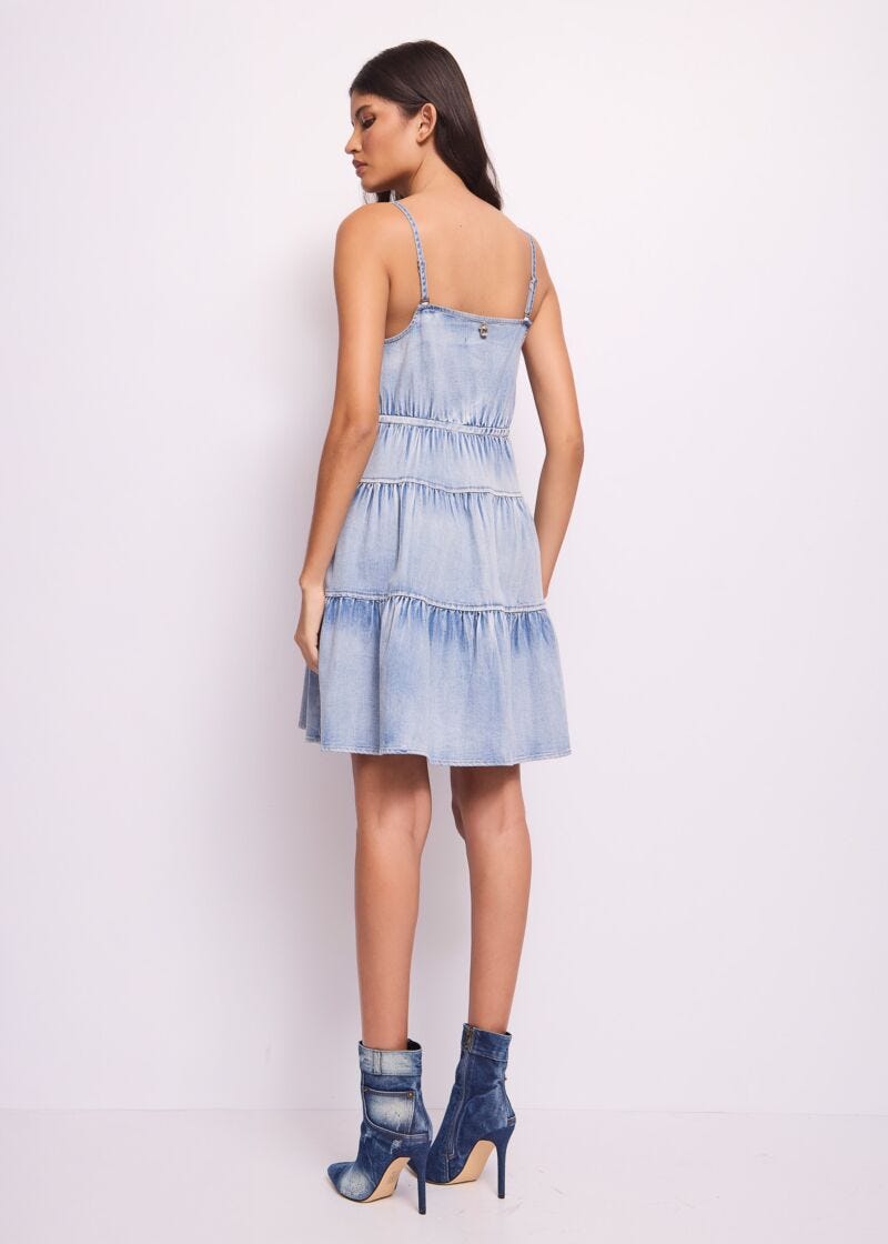 Mini abito in denim di cotone