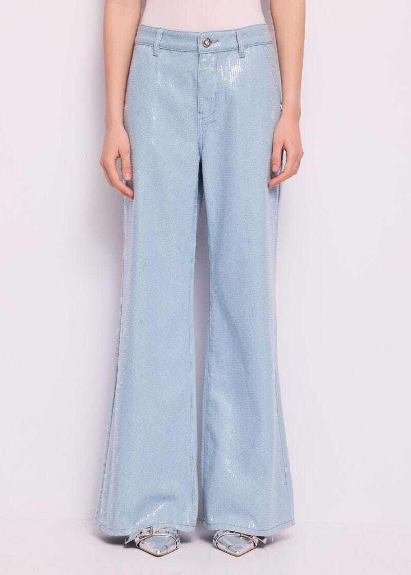 Cotton jeans with sequins