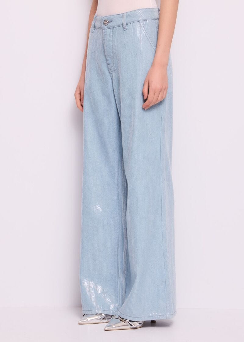 Cotton jeans with sequins