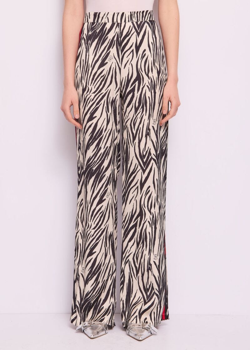 Printed satin palazzo trousers
