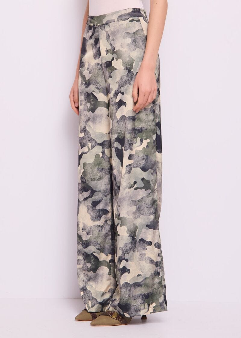 Pantaloni in raso stampato