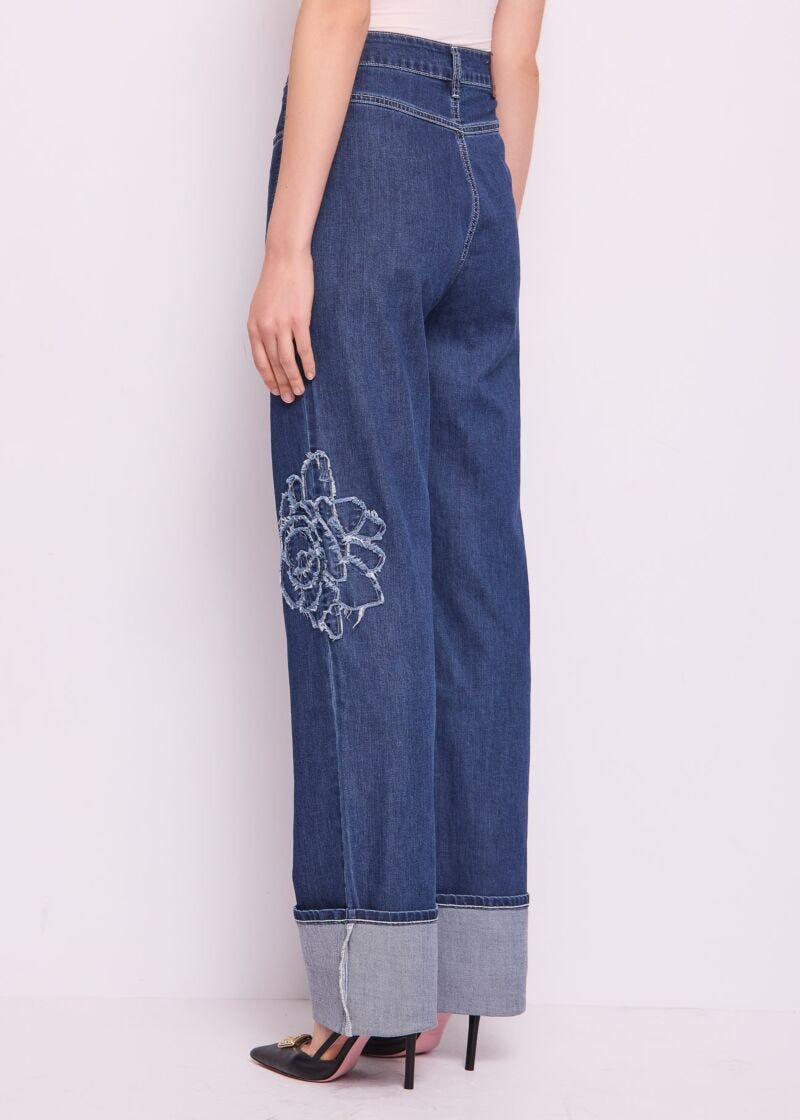 Jeans in cotone con risvolto