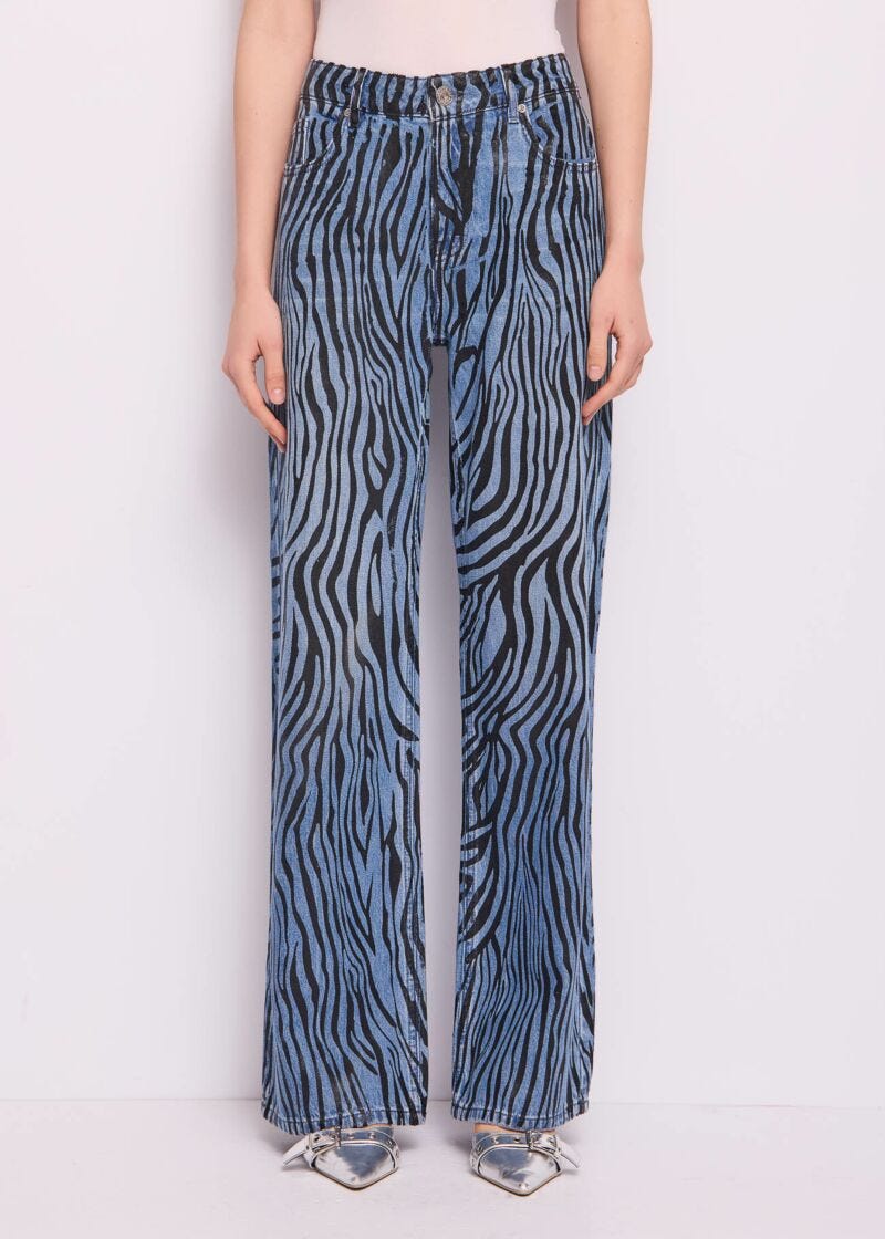 Wide jeans in printed cotton