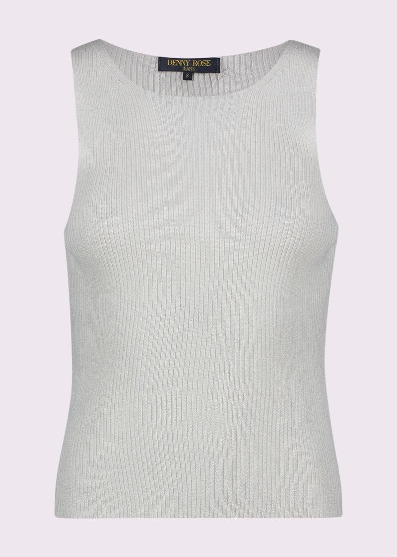 Top bianco in maglia lurex
