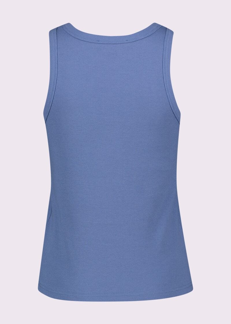 Top blu in cotone con logo