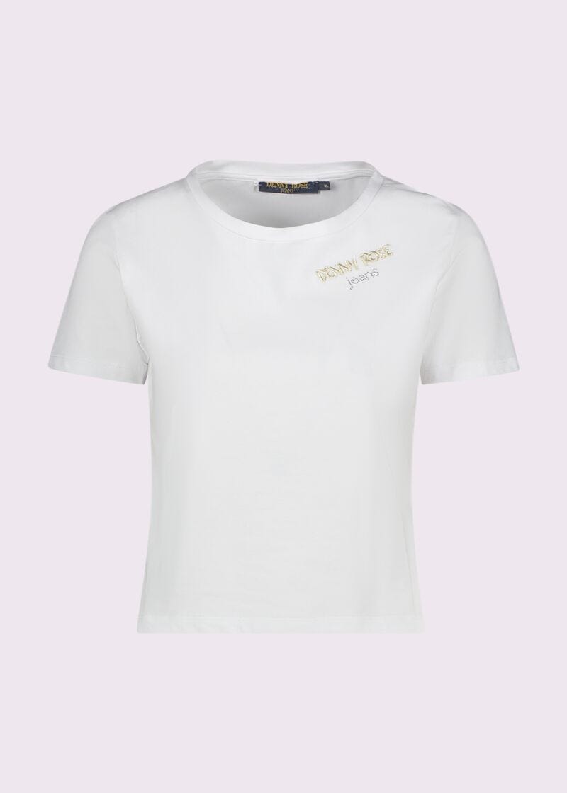 T-shirt corta bianca in cotone