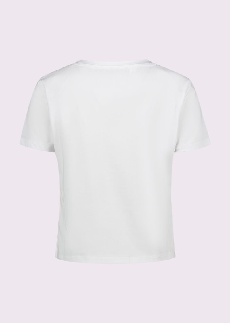 T-shirt corta bianca in cotone