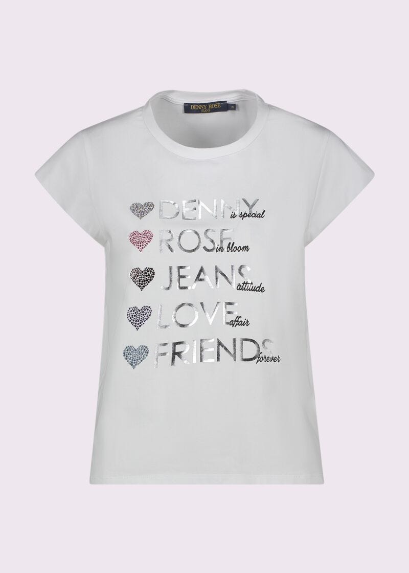 T-shirt bianca in cotone con stampa
