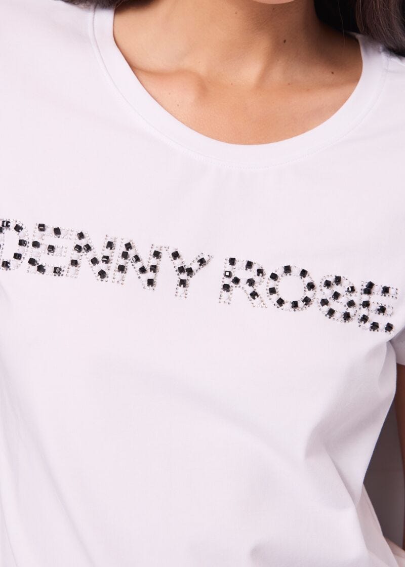 Camiseta blanca de algodón con logotipo