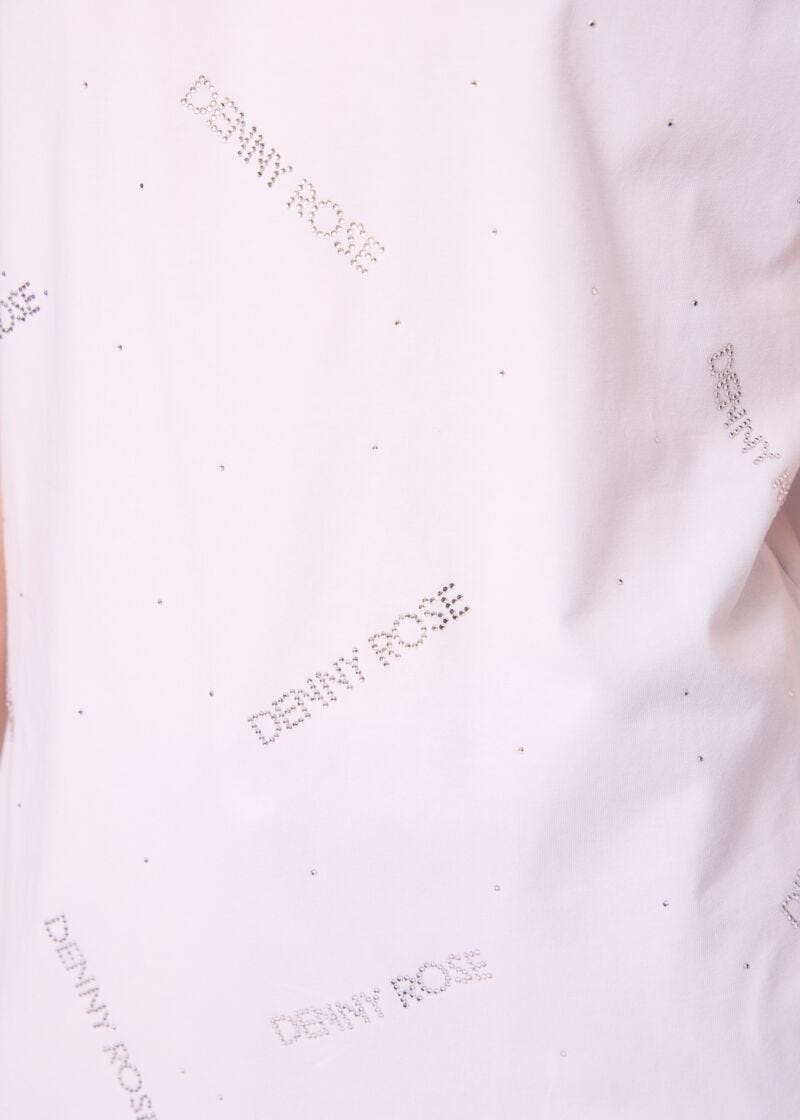T-shirt bianca in cotone con logo