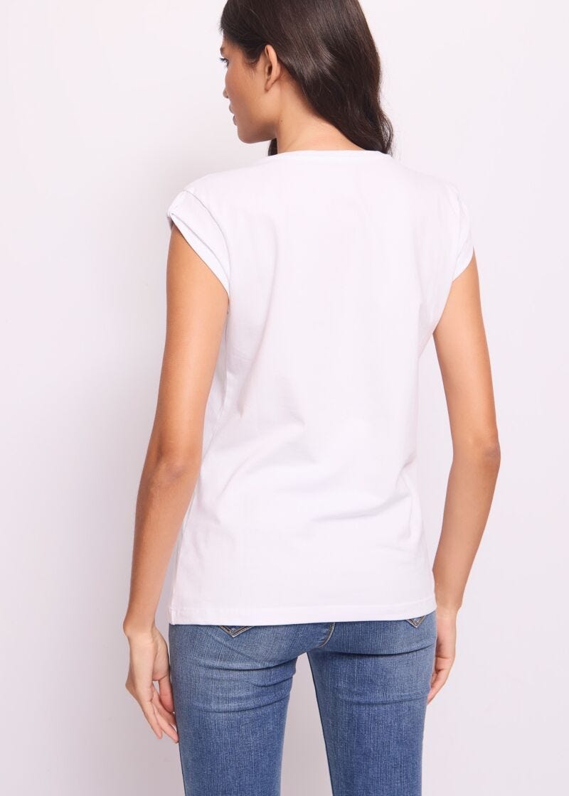 Camiseta blanca de algodón con logotipo