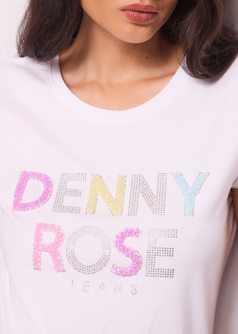 Camiseta blanca de algodón con logotipo
