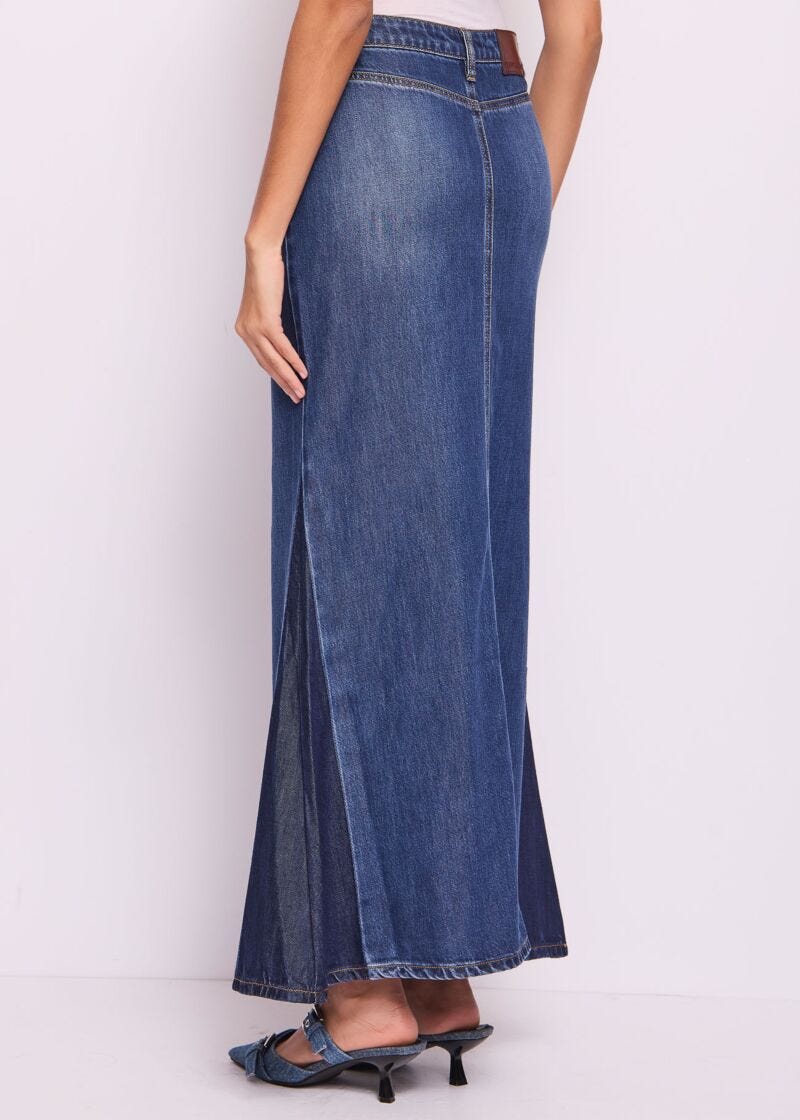 Gonna lunga in denim di cotone