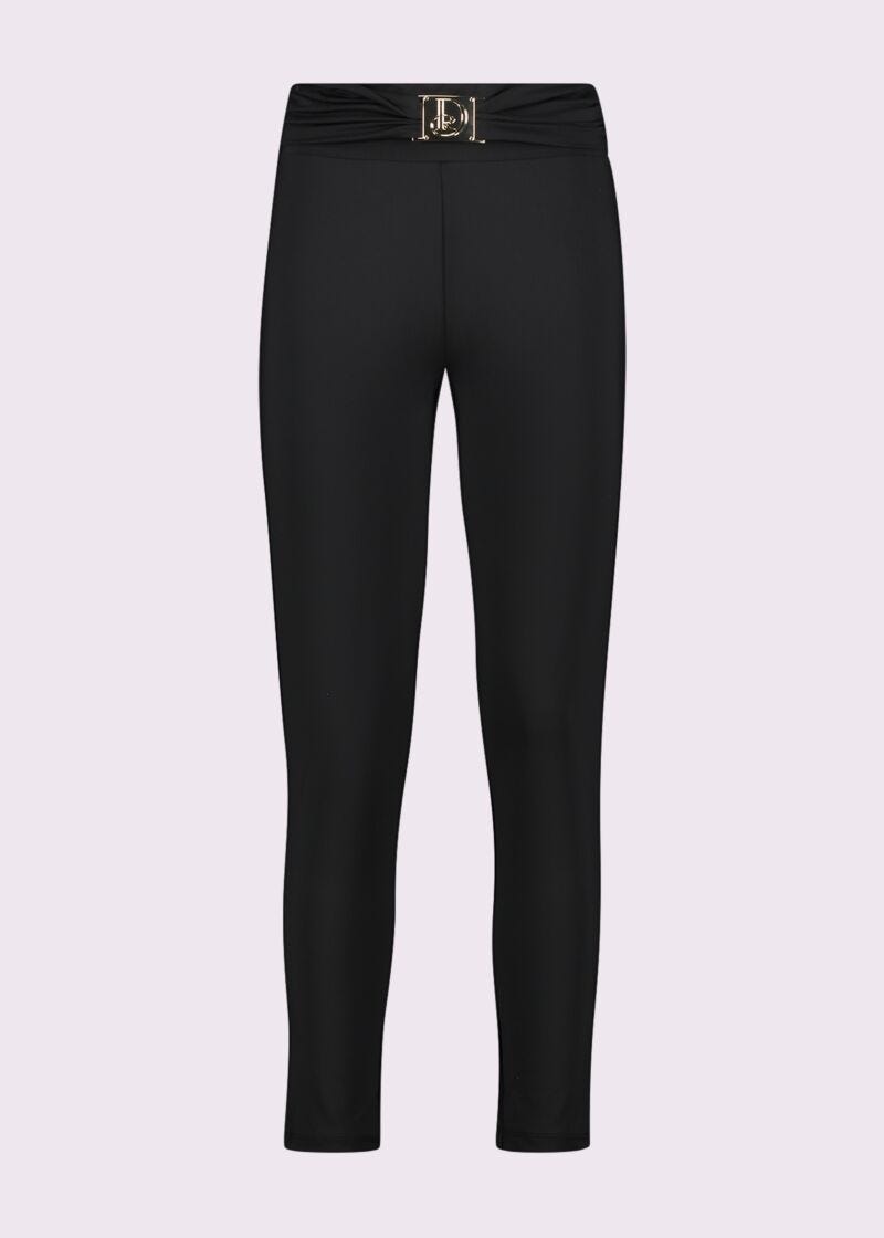 Pantaloni neri con fibbia logata