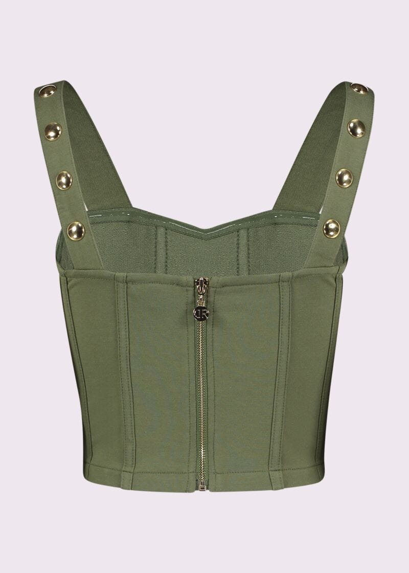 Top verde in felpa di cotone