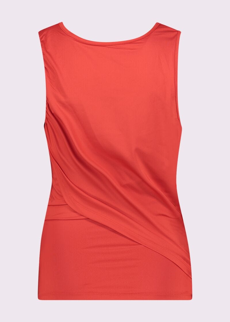 Top rosso con logo e strass