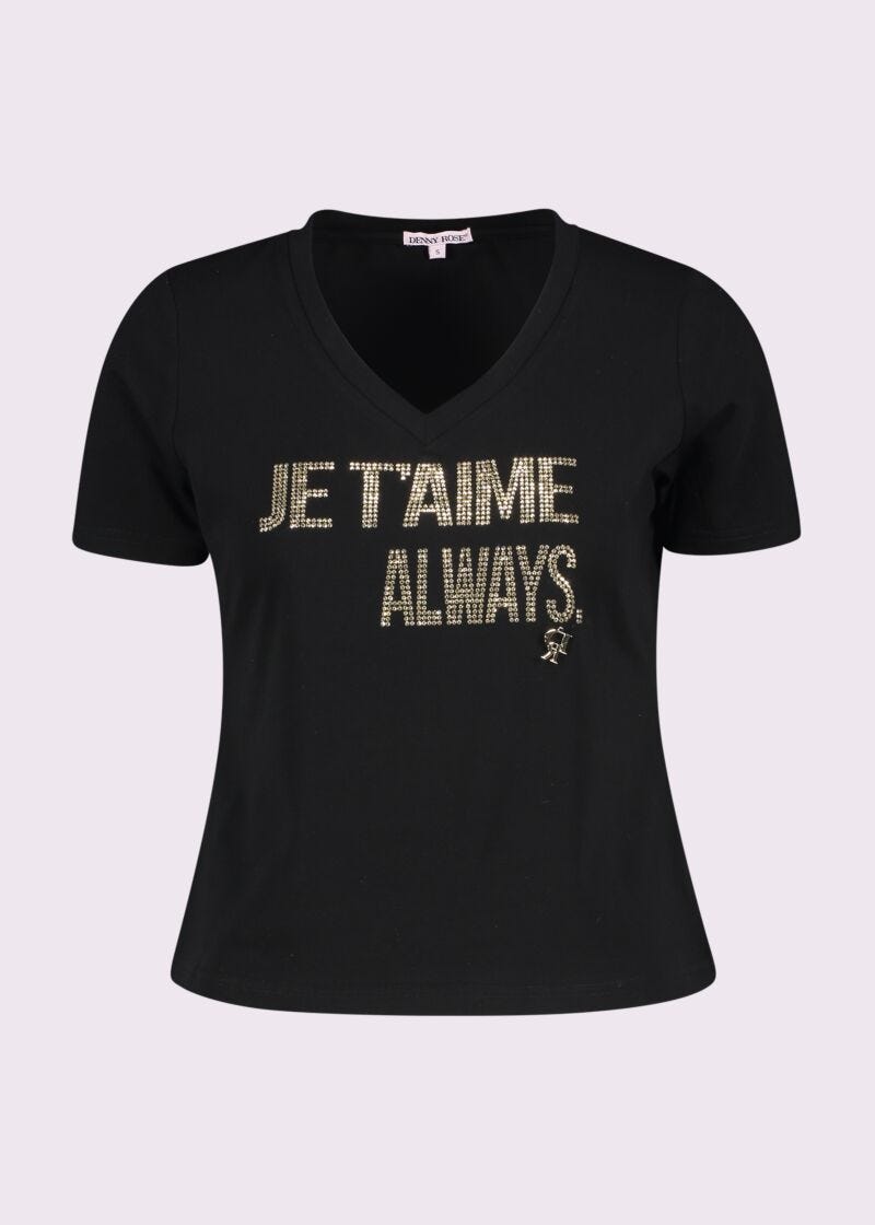 T-shirt nera in cotone con borchie