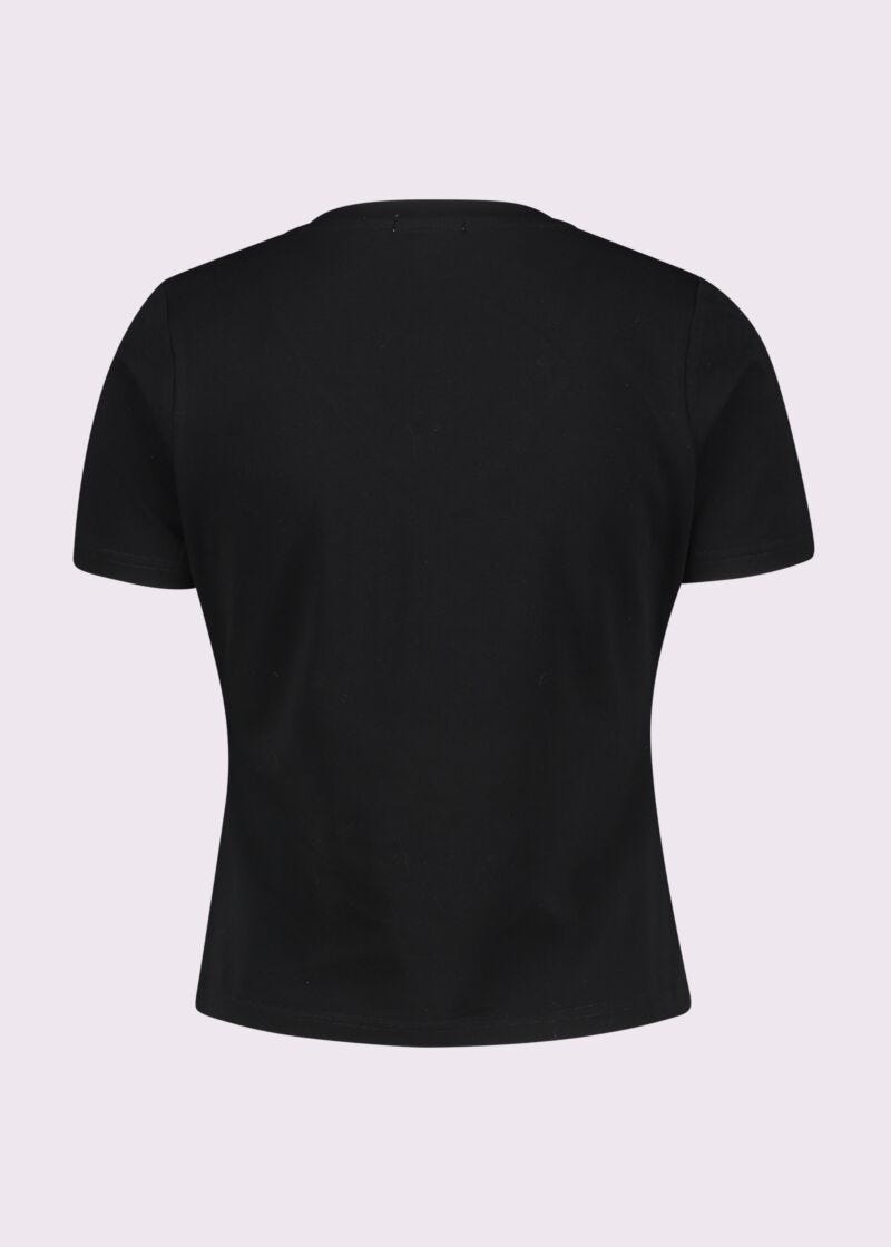T-shirt nera in cotone con borchie