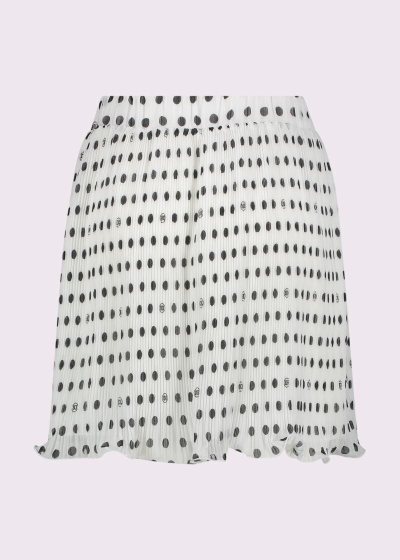 White pleated polka-dot mini skirt