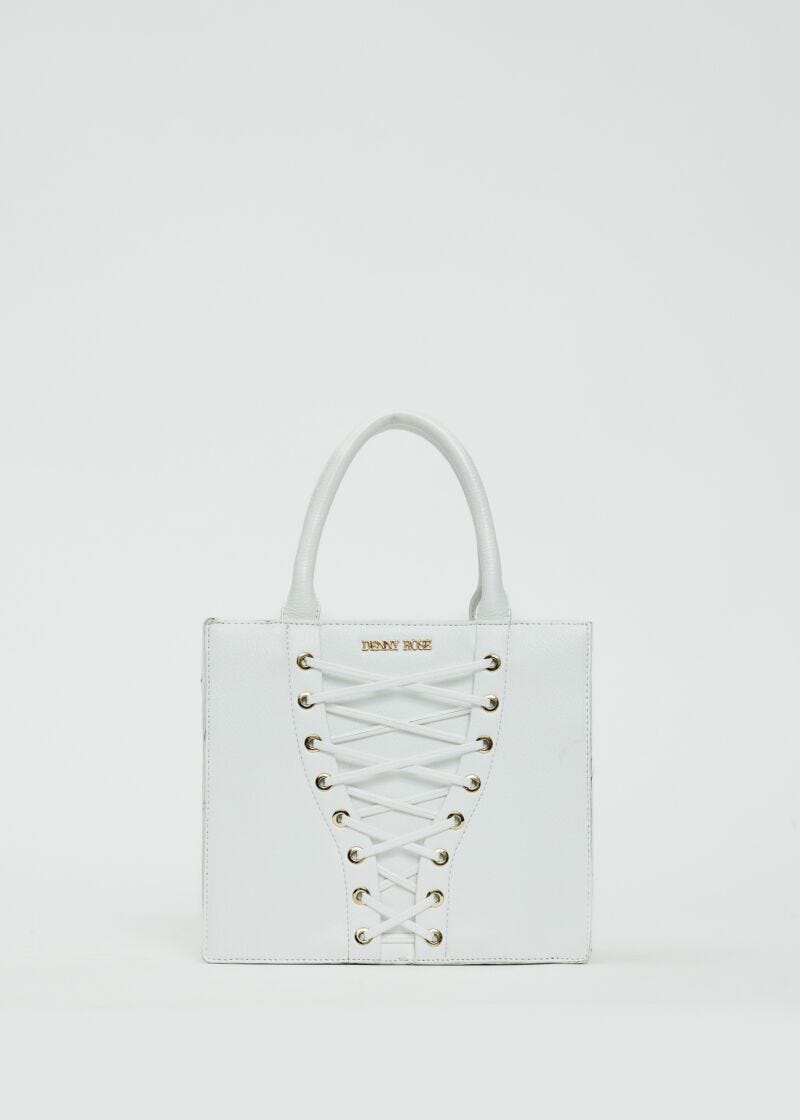 White shopper bag with ties