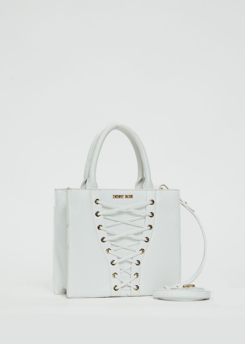White shopper bag with ties