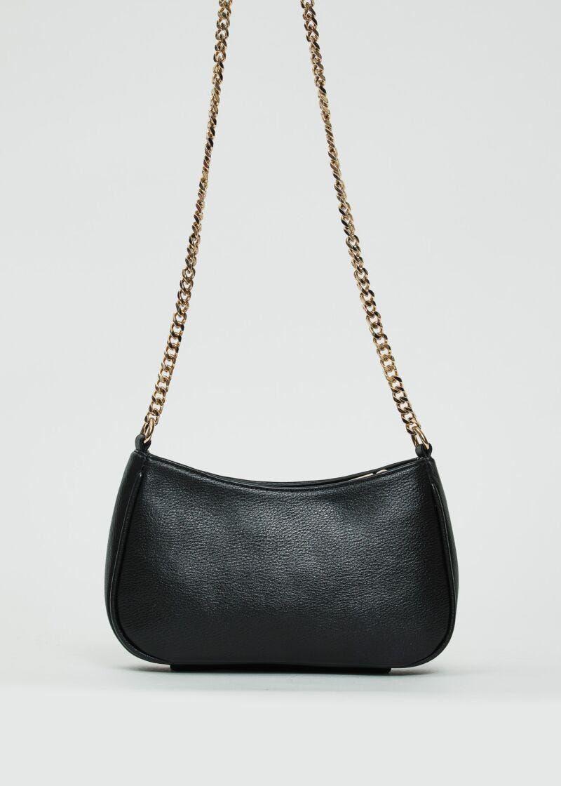 Borsa crossbody nera con laccetti