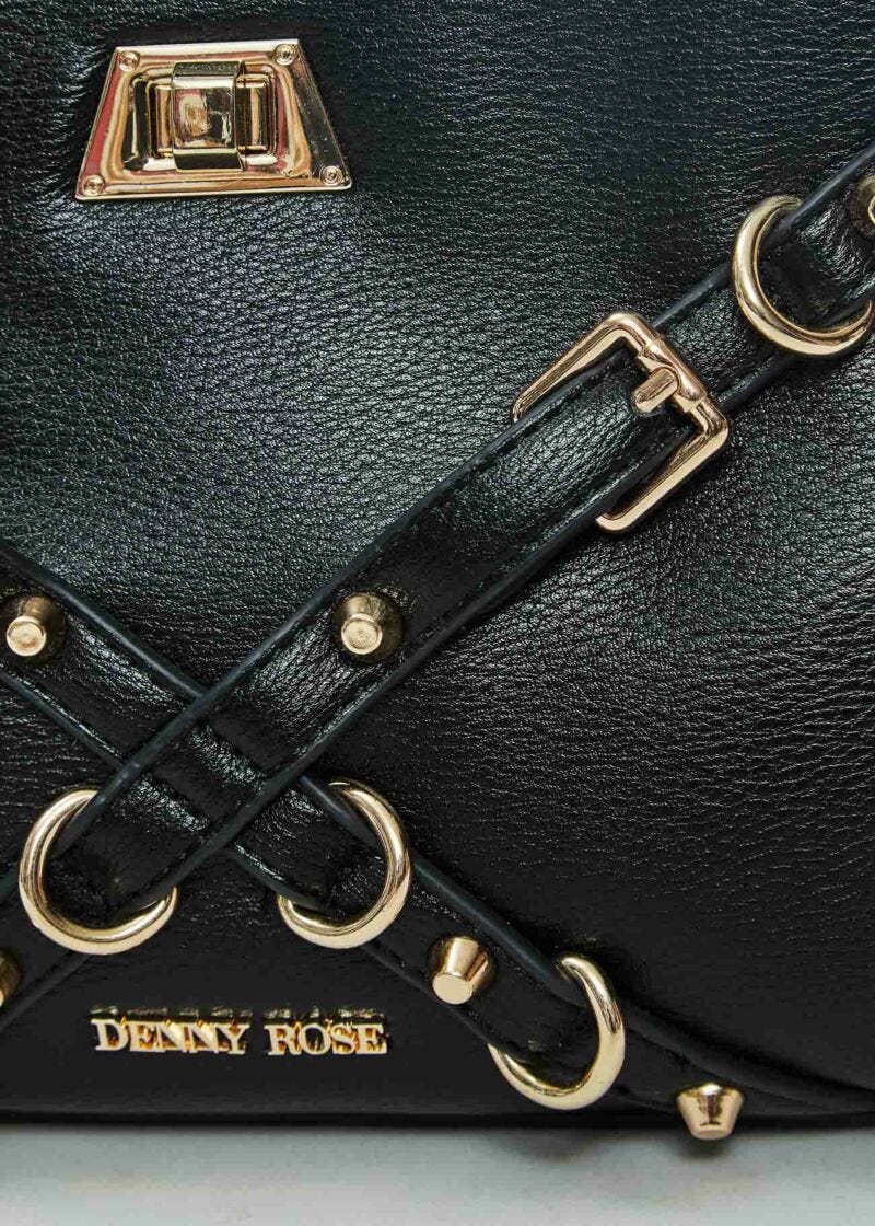 Borsa top handle nera con cinture
