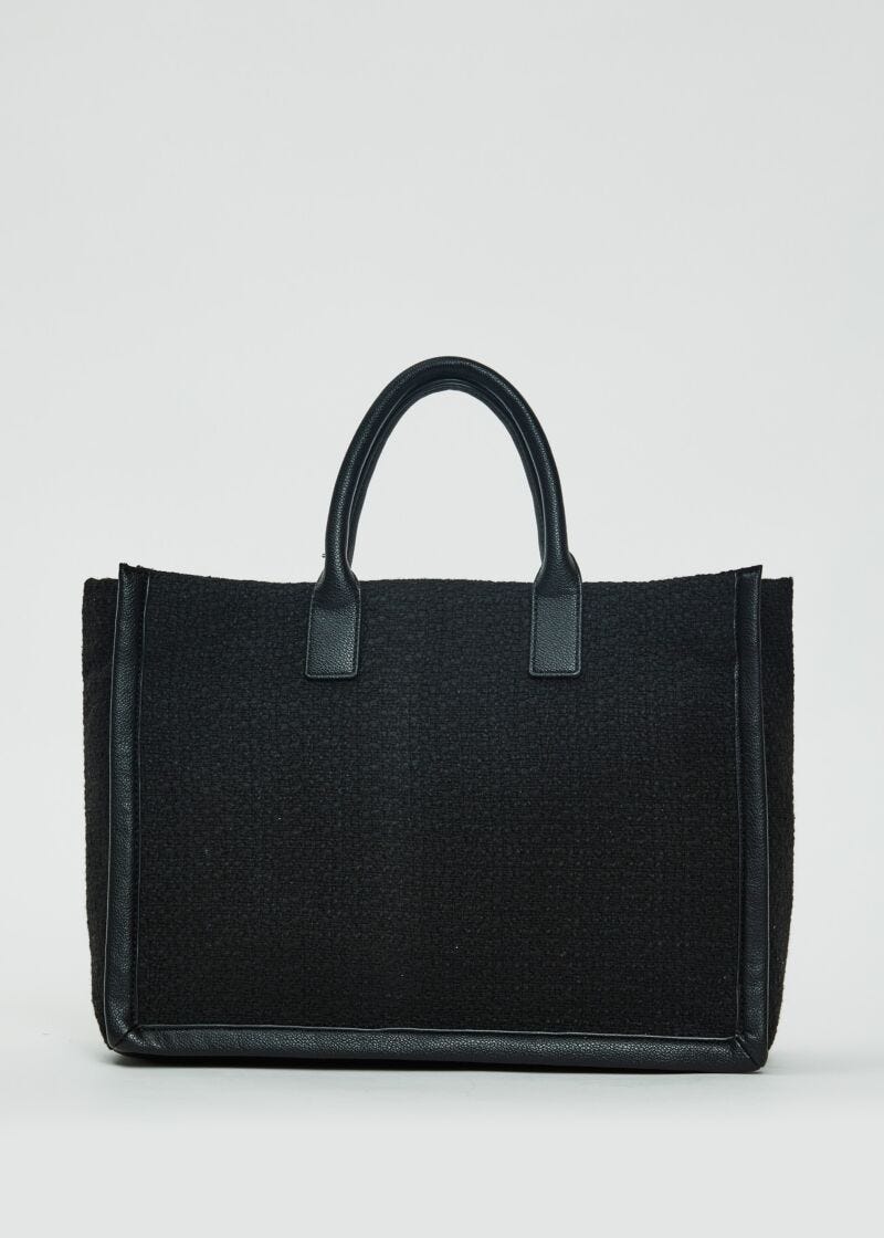 Shopping bag nera in tweed