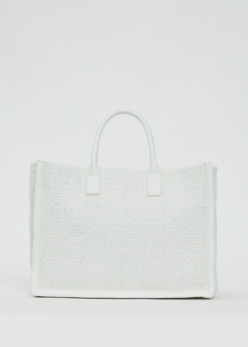 White tweed shopper bag