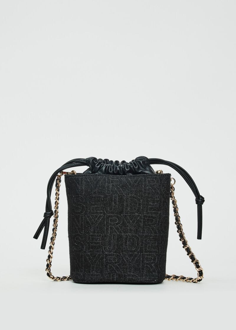 Denim logo bucket bag