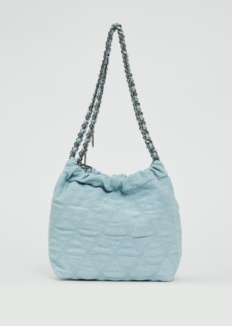 Shopper bag in quilted denim