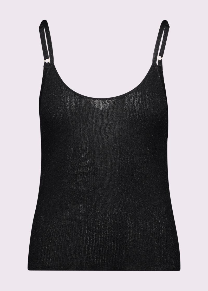 Top nero in maglia lurex