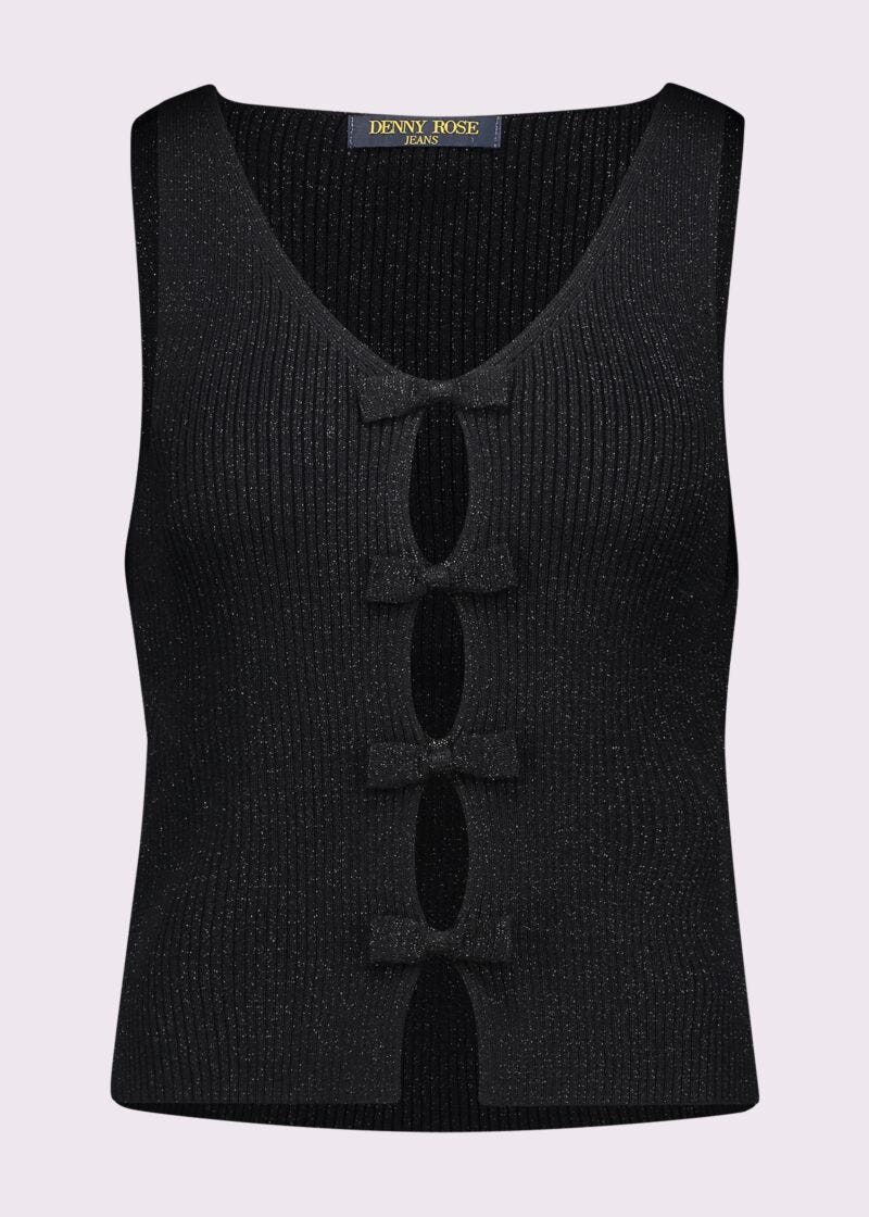 Top nero in maglia lurex