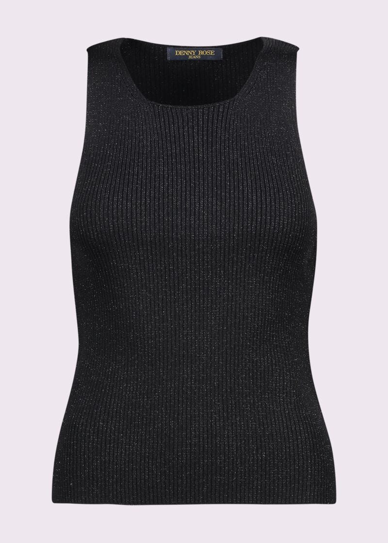 Top nero in maglia lurex