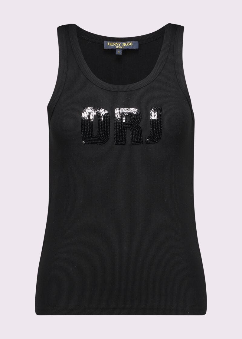 Top nero in cotone con logo