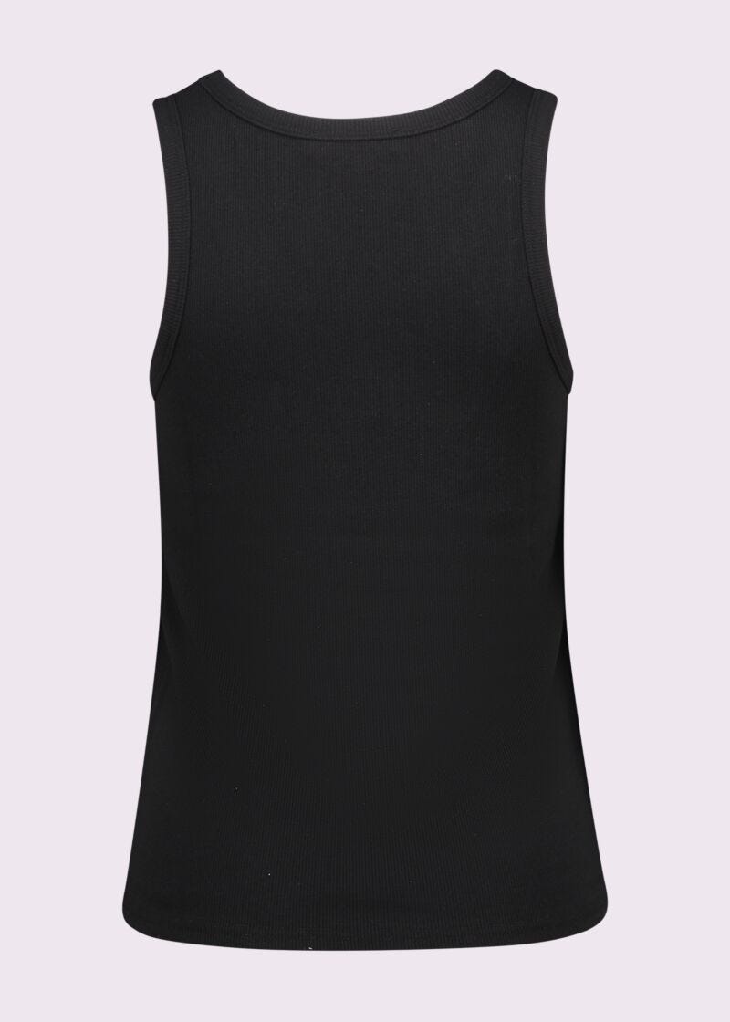 Top nero in cotone con logo