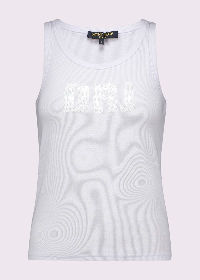 Top bianco in cotone con logo
