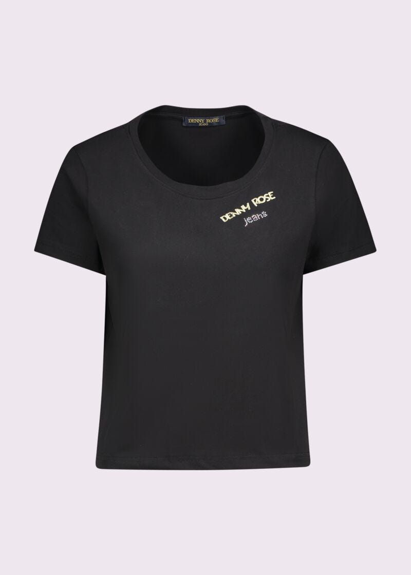 T-shirt corta nera in cotone
