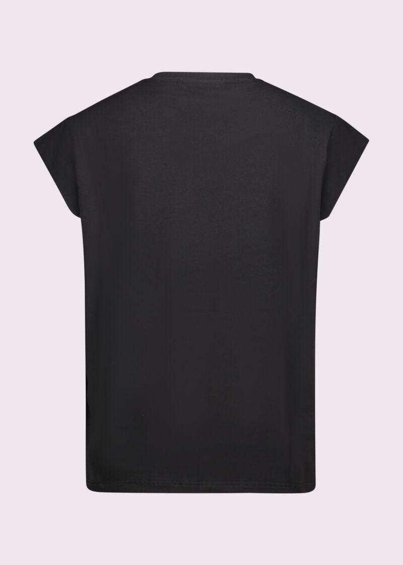 T-shirt nera in cotone con stampa