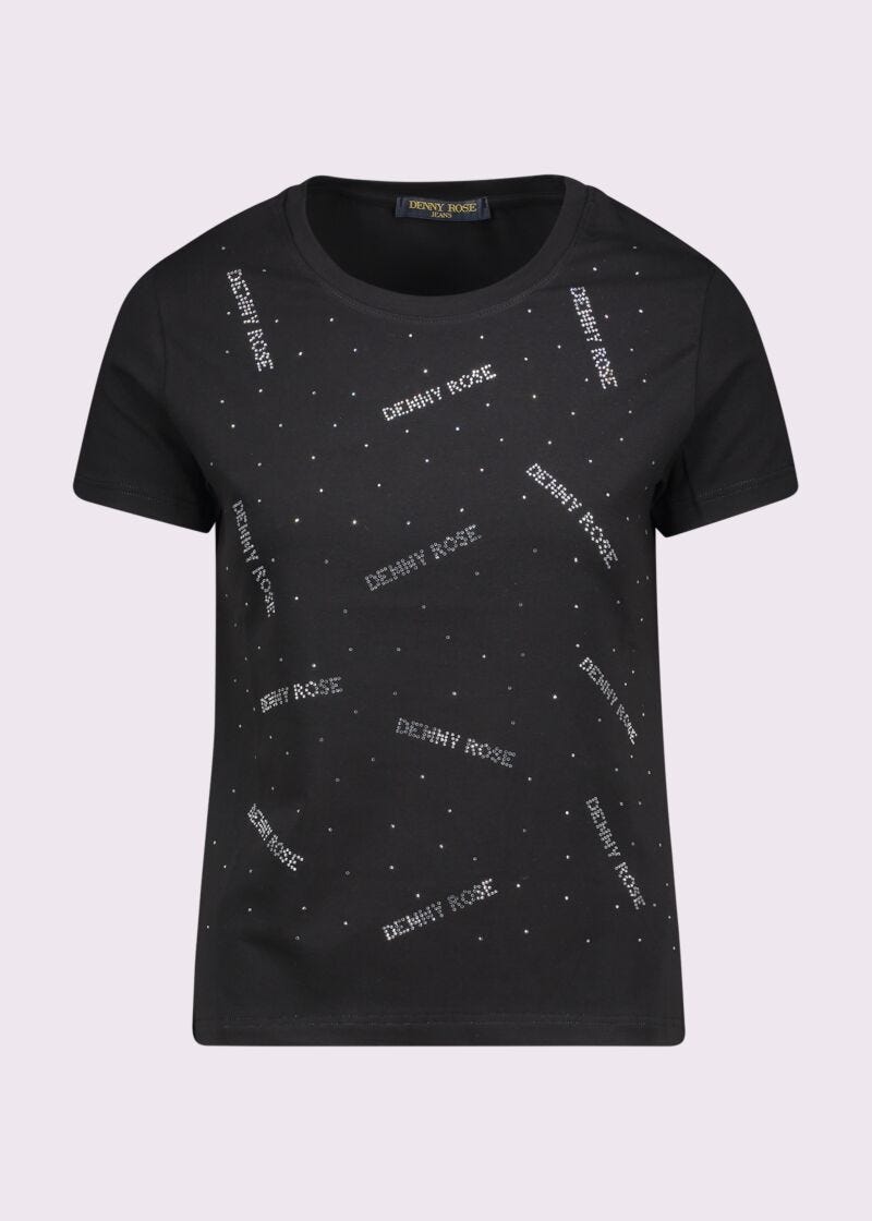T-shirt nera in cotone con logo